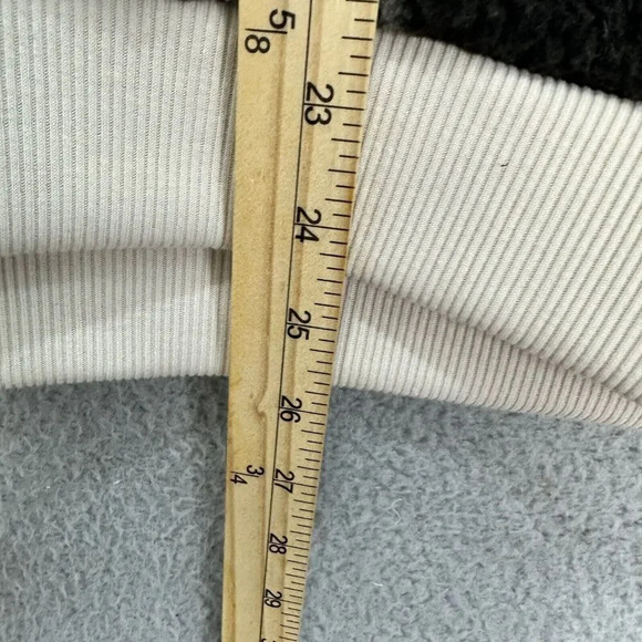 American Sweatshirt Women Small Black White Plaid Sherpa Fleece Hoodie Oversized - Picture 4 of 7